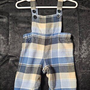 Premium Pottery Barn Kids wool-blend plaid overalls, perfect for fall and winter